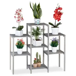 Relaxdays Graues Blumenregal aus Holz Grau