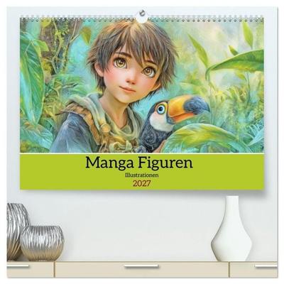 Manga Figuren - Illustrationen (hochwertiger Premium Wandkalender 2027 DIN A2 quer), Kunstdruck in Hochglanz