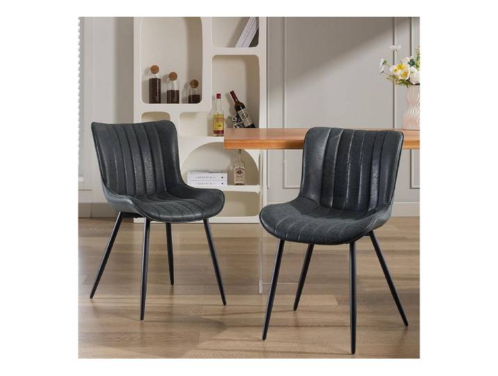 GarveeMore Esszimmerstuhl (2 St), ergonomische Rückenlehne, aus PU-Leder & Metallfüße