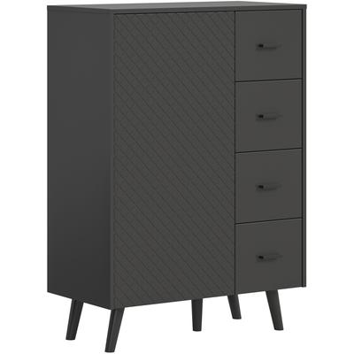 Kommode HOME AFFAIRE "RHOMBUS,hochwertige MDF-Front mit Karo-Optik", schwarz (grau), B:84cm H:114cm T:37cm, Sideboards, Kommode, Kommode, Anrichte, Wohnzimmer, Esszimmer