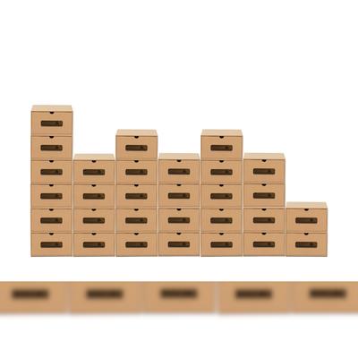 BigDean 30er Boxen-Set mit Sichtfenster + Schublade - Pappkarton aus Kraftpapier - Schuhbox Spielzeug-Box Aufbewahrung für Zubehör & Accessoires