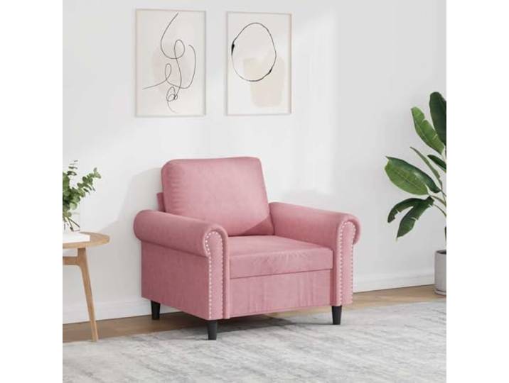 Molumvel Sessel Rosa Samt, Gepolsterter Wohnzimmerstuhl 60 cm Breite Metallgestell für Stabilität, Moderner Stil, Ideal zum Entspannen