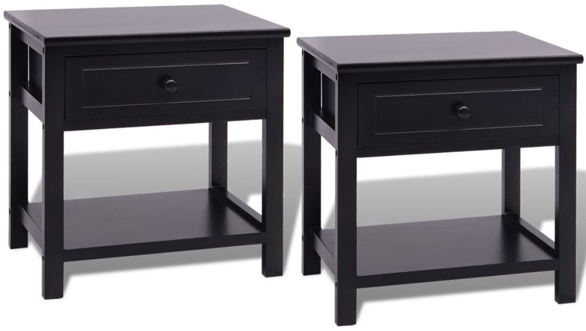 vidaXL Nachtkastjes - 2 stuks - Hout - Zwart