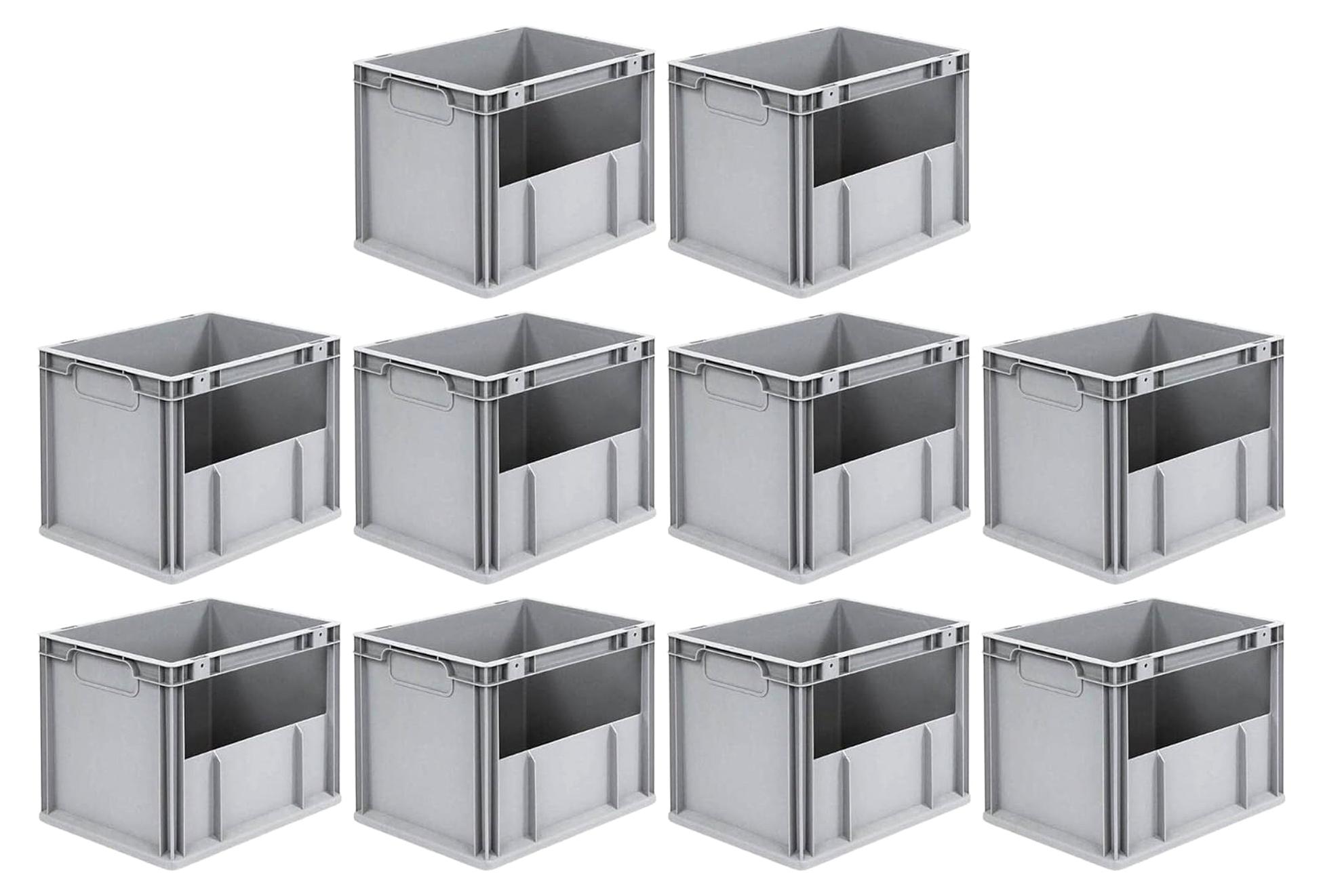 Sonderangebot | 10 Euroboxen NextGen Insight | Offene Seite | HxBxT 32x30x40 cm | Grau