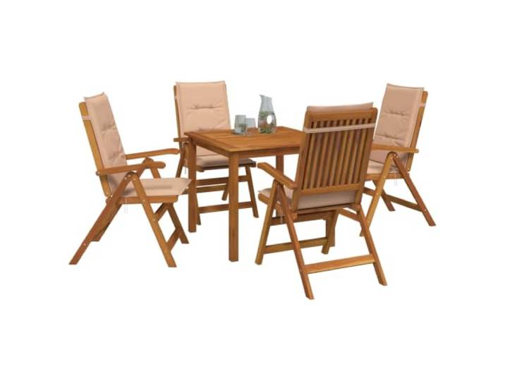 vidaXL 5-teiliges Garten-Esszimmer-Set Natur Massivholz Akazie