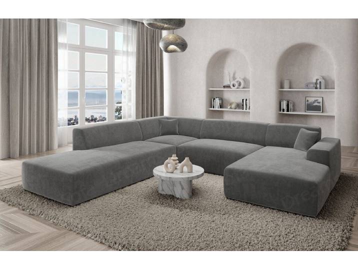 Sofa Dreams Wohnlandschaft Polster Designer Sofa Mallorca U Lounge Samtstoff Stoffsofa, Loungesofa