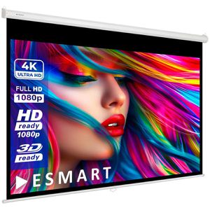 ESMART Beamer-Leinwand Economy EXR Rollo, 54 Zoll, 120 x 68 cm, Format 16:9, Rolloleinwand