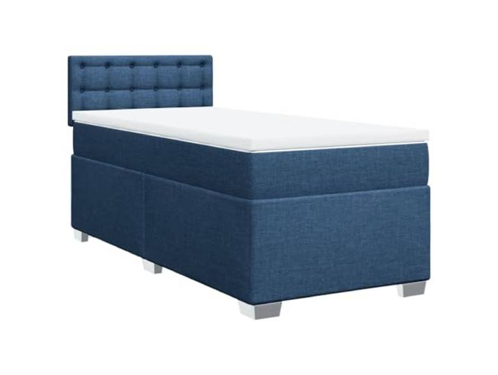 PUGYNBK Boxspringbett mit Stoffmatratze, Blau, 80 x 200 cm Taschenfederkerne, Lattenrost, Kopfteil, atmungsaktives Polyester