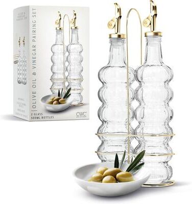 COOK WITH COLOR Glass Olive Oil Bottle Dispenser - 2 Pack- 17oz Oil and Vinegar Carafe Decanter