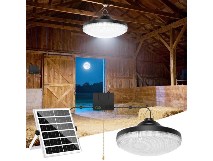 Lampe solaire suspendue pour jardin et patio, 3 modes, lumière solaire vintage avec cordon de tirage, panneau solaire séparé, batterie 6000mAh, lampe de remise