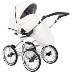 Kunert, Kinderwagen, Romantic 2in1 Öko-Leder Kinderwagen in Weiss mit AIR Wheels und grauem Rahmen