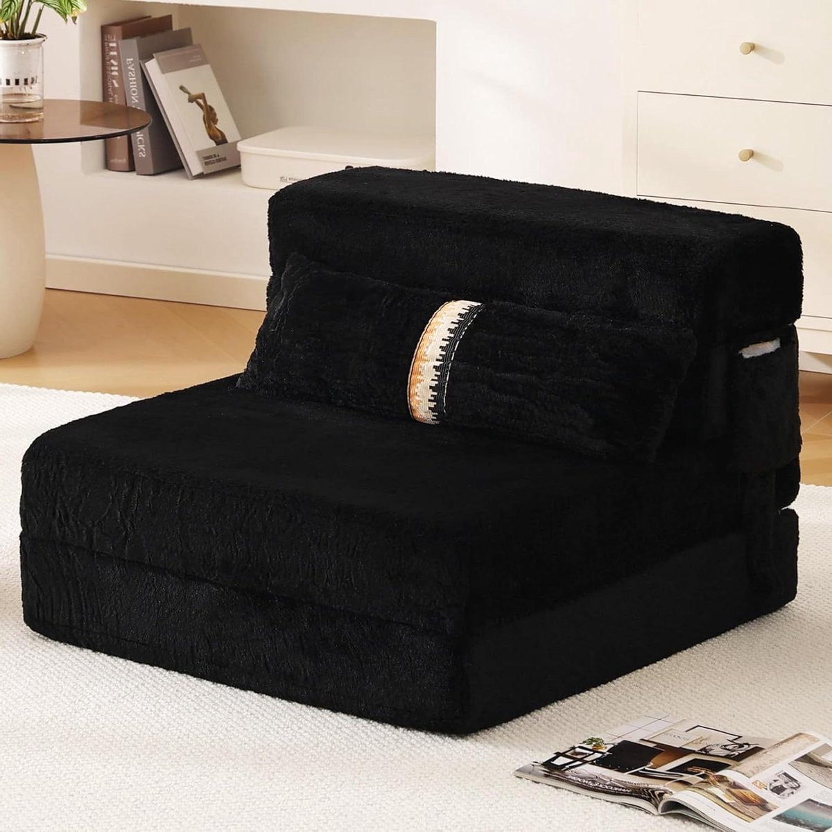 Zwarte opvouwbare slaapbank - Single futon stoelbed voor volwassenen