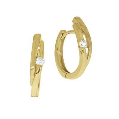 Paar Creolen CELESTA "375/- Gelbgold teilmattiert", gold (gelb, weiß), Ohrringe, Damen, one-size, Gold