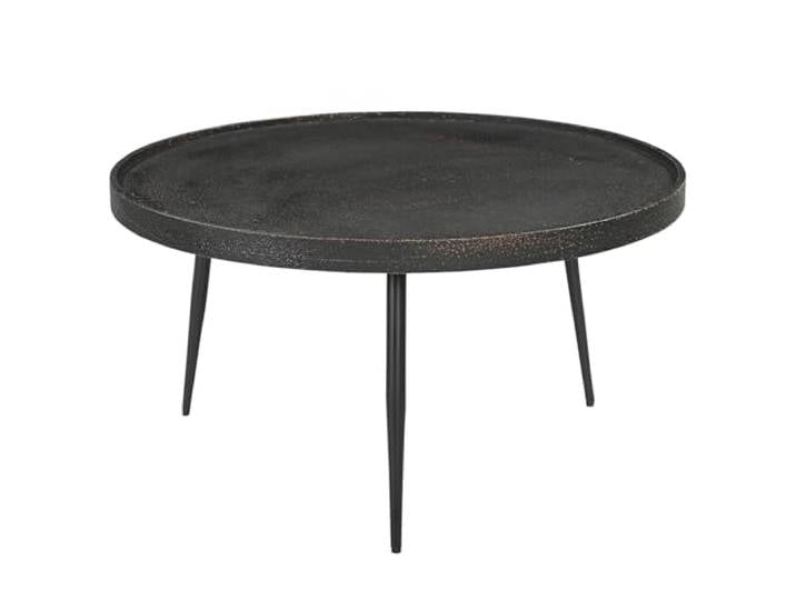 home24 Couchtisch Holzwerkstoff Schwarz 62 x 62 x 42 cm, rund, MDF-Tischplatte lackiert, Eisenbeine, Industrial-Design