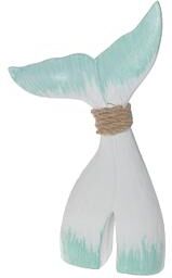 IH Casa Decor White & Turquoise Wooden Whale Tail Decorativer Small