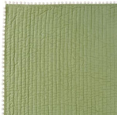 Audree Pom Pom Quilt - Sage, King - Ballard Designs
