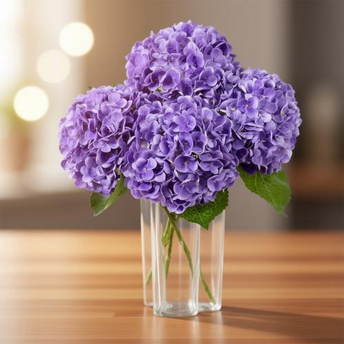 3 stuks Real Touch Latex Hortensia Kunstbloemen - Paars - 50 cm