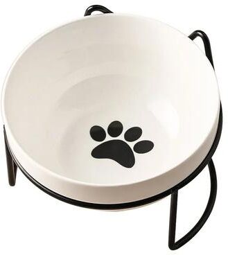 Uplift Treasures 500ML Raised Ceramic Pet Food And Water Bowl black Stand Single A