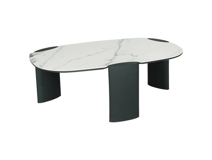 Novel Couchtisch, Anthrazit, Weiß, Metall, Keramik, oval, Flachrohr, 65x38x105 cm, Wohnzimmer, Wohnzimmertische, Couchtische, Couchtische Metall