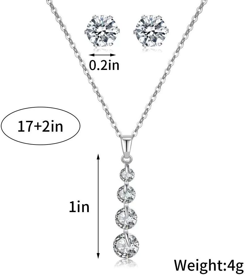 INF Collier en zircon avec pendentif cœur et boucles d'oreilles pour femme