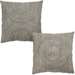 DEKOKISSEN 2er-Set Zederrillen Grau Duo 40/40 cm
