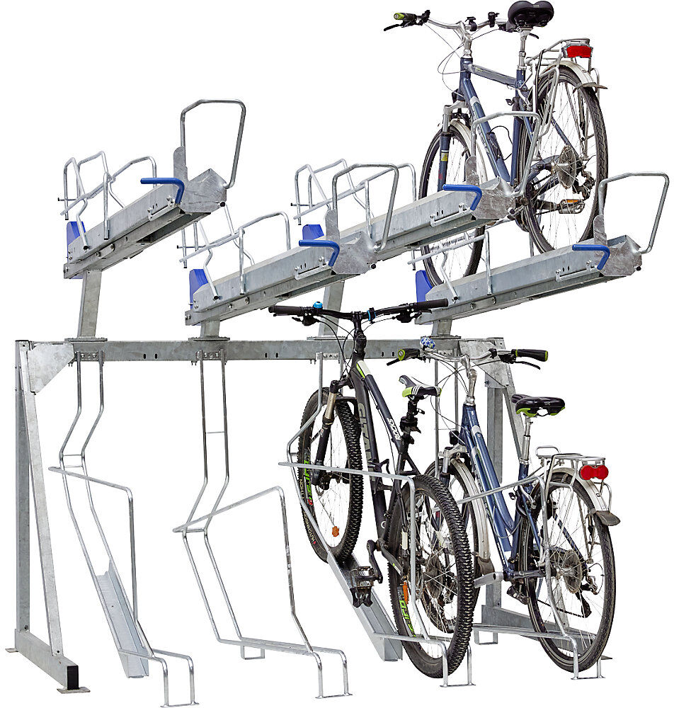 8-Fahrräderständer, Aufzugsmodell, Länge 2210 mm, Metalloptik Mottez