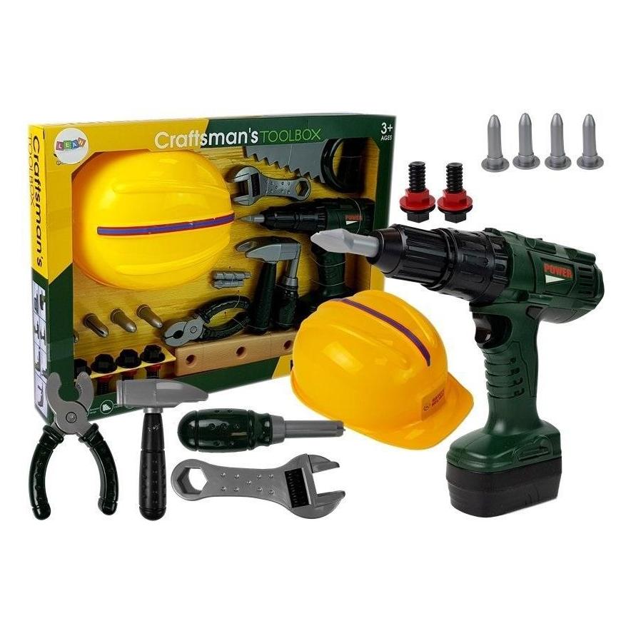 Lean Toys Tool kit, drill, battery, hammer and helmet (LT7215)