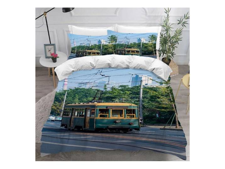 LuxusKollektion Kinderbettwäsche Bettwäsche 135x200 3D Retro Zug
