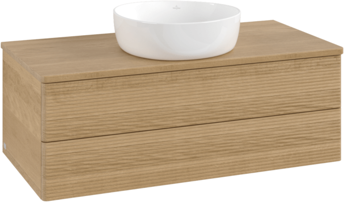 Villeroy und Boch Antao Waschtisch-Unterschrank L20111HN mit Beleuchtung mit Struktur, 100x36x50cm, Waschbeckenplattenfarbe honey oak, honey oak