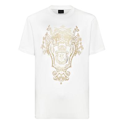 T-Shirt BILLIONAIRE "Crest", Herren, Gr. L, weiß (01, weiß), Obermaterial: 100% Baumwolle, Shirts T-Shirt