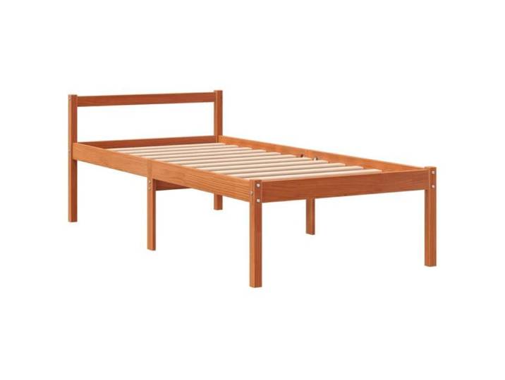 Lit pour personne âgée cire marron 90x200 cm bois de pin massif Pour chambre（37592)
