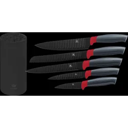 KING 6tlg. Messerset CARBON RED LINE inkl. Messerblock