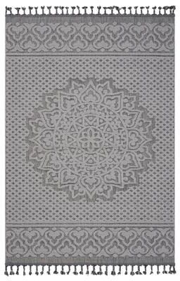 Klair Living Guros Collection Gray / White / Medallion Indoor / Outdoor Non-Shedding Area Rug