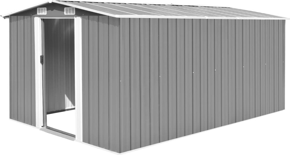 vidaXL Geräteschuppen 257x392x181 cm Metall Grau