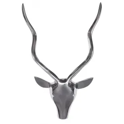 Hirschgeweih Deko Hirschkopf Silber Wanddekoration Wand Metall Jagdtrophäe groß