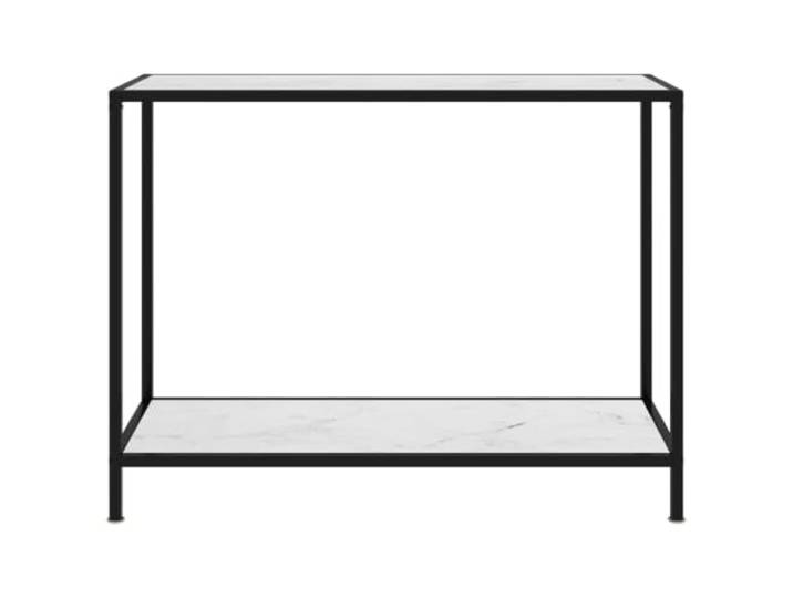 GPUTYGHN Konsolentisch Weiß 100x35x75 cm Hartglas Hartglas, pulverbeschichteter Stahl, Ablageboden, feucht abwischbar, Flur, Wohnzimmer, schlichtes Design