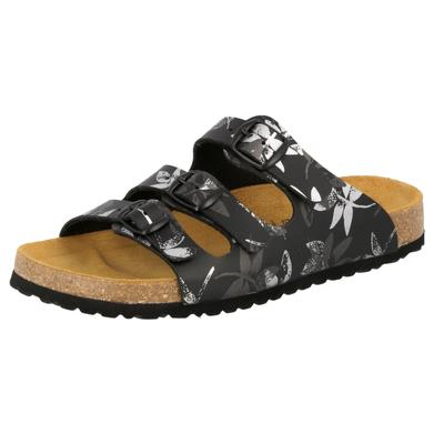 Pantolette LICO "Pantolette Bioline Leave", Damen, Gr. 41, schwarz, Synthetik, Schuhe Pantolette