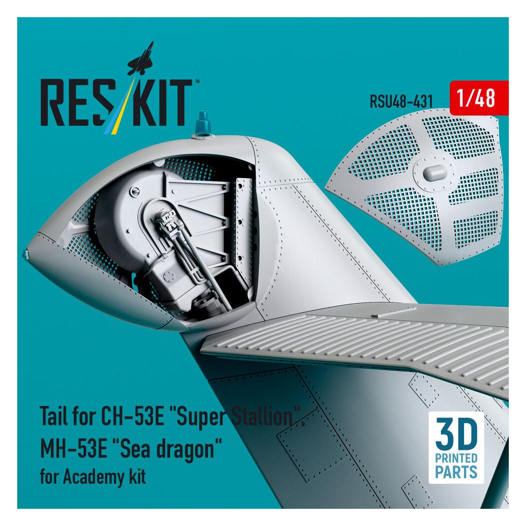 ResKit Tail for CH-53E Super Stallion, MH-53E Sea dragon for Academy kit (3D printed) (RSU48-0431)