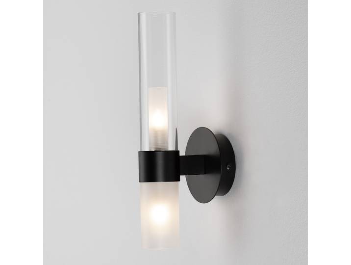 Wandleuchte Century Ø 5cm Schwarz/Schwarz Kabel ABS, Fassung ABS, Baldachin Aluminium, Gehäuse Leuchte Aluminium LED G9