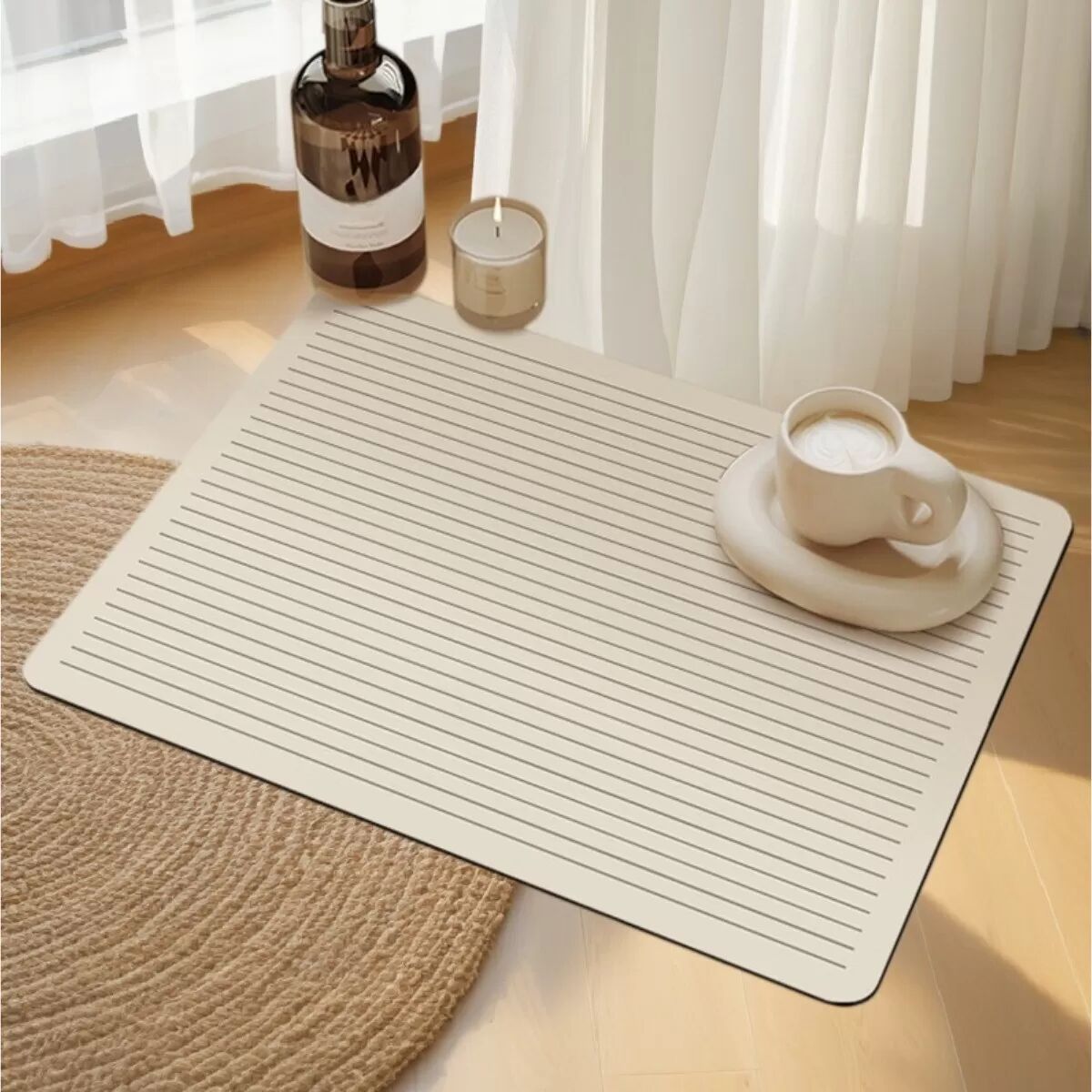 INF Abtropfmatte 40x50cm (3.5mm) – Off-White Tech-Stoff, saugfähig, rutschfest und hitzeisolierend für Arbeitsplatten &