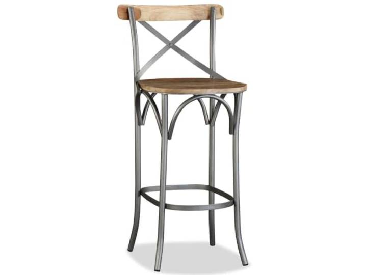 GHVBNMF Barhocker Massivholz Mangoholz 76cm Tresenhocker Industrie Look Stabiler Hochstuhl aus Vollholz und Metall für Küche, Essbereich und Theke. Ergonomische Kreuzlehne bietet hohen Komfort.