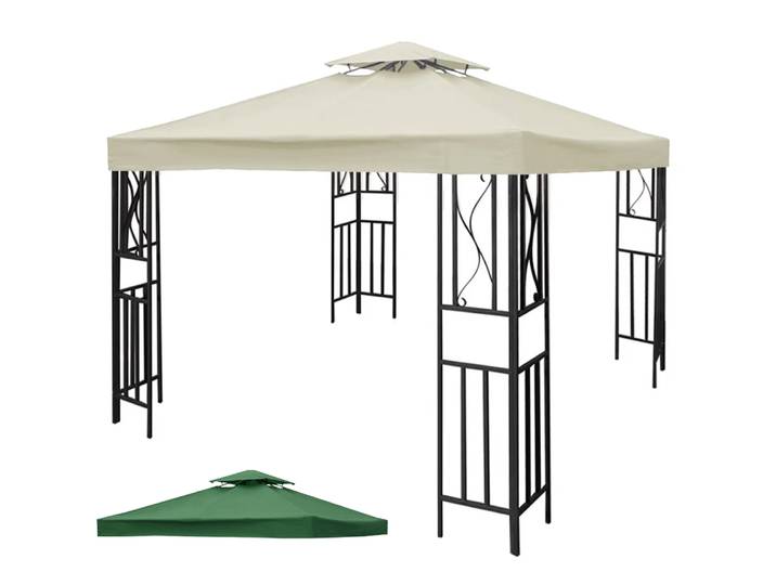 Housse de remplacement pour tonnelle de jardin 3x3M, auvent de remplacement à 2 niveaux pour tente de jardin extérieure, toit de tente de patio pour protection solaire