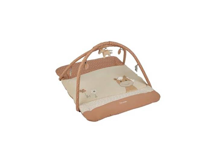 Sterntaler Spielbogen Pferd Sunny - Spielbogen aus samtigem Velour und bedrucktem Baumwoll Mischgewebe - Baby Spieldecke mit Bogen und Spielfiguren zum Abnehmen - Baby Spielzeug, lichtbraun