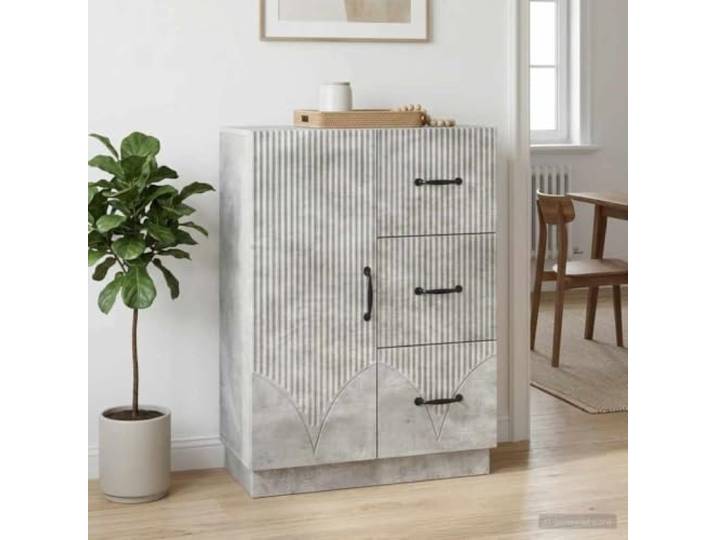 RJPLMFV Anrichte, grau, Beton, 66 x 34,5 x 87 cm, Holz, Technik Optimierte Aufbewahrung, Schubladen und Regale, einfache Montage, einfache Pflege, innen und außen