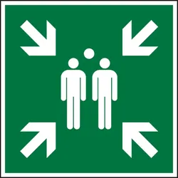 Rettungszeichen, Sammelstelle E007 - ASR A1.3 (DIN EN ISO 7010) - 300x300 mm Folie selbstklebend, nachleuchtend