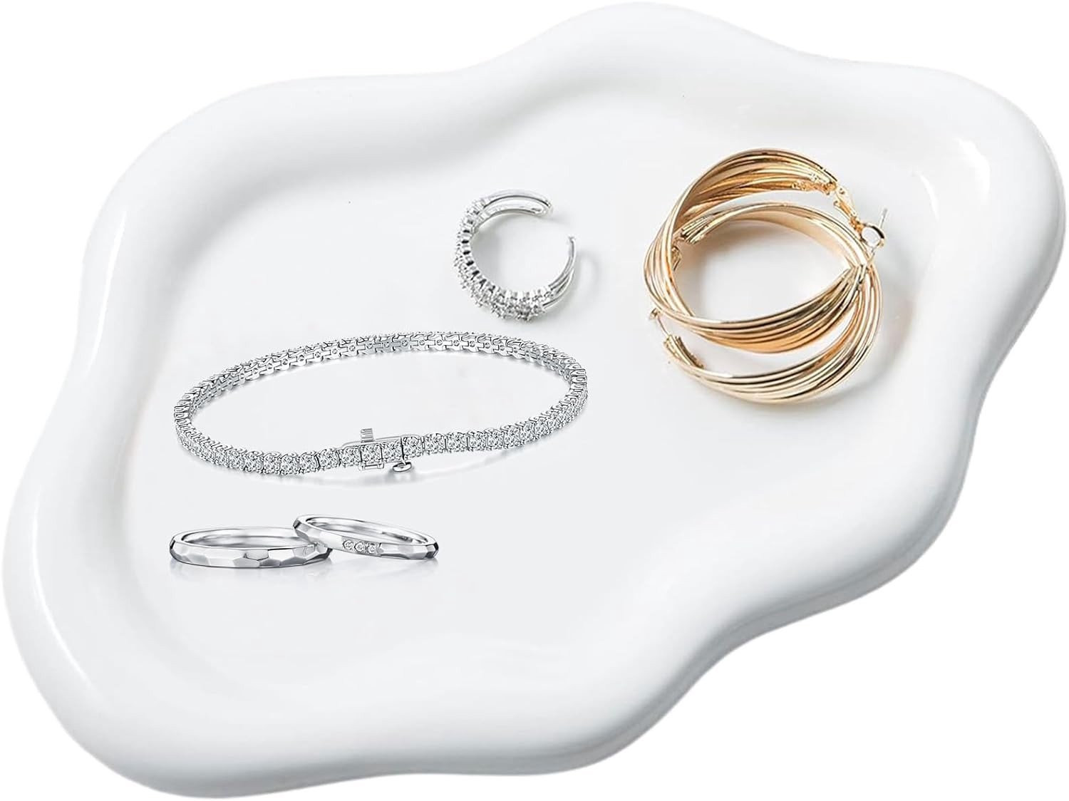 Sierlijke cloud-vormige sleutelorganizer en decoratieve keramische schaal voor sieraden