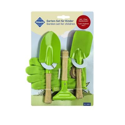 PEBARO GAR1 - Garten-Set für Kinder mit Schaufeln, Harke und Handschuhe, grün