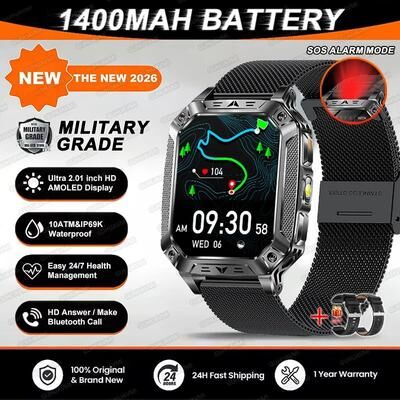 Uplift Treasures TANK Military GPS AMOLED Smart Watch black Mesh Belt 2a 1400mah