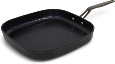 Blu. Cookware 11” Nonstick Grill Pan Griddle, Non-Toxic, PFA/PFOA Free Cookware with Bamboo Cleaning Brush