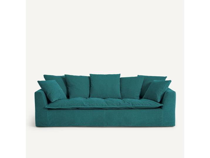 AM.PM Canapé velours chenille, Otavia 4 Places Vert Sarcelle